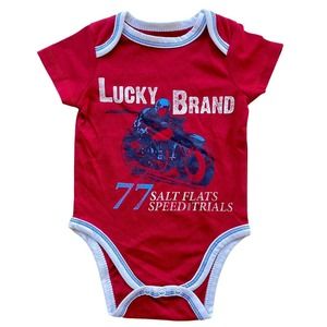LUCKY Brand Bodysuit Motorcycle Motorsport Salt Flats Speed Trials Baby 3-6m